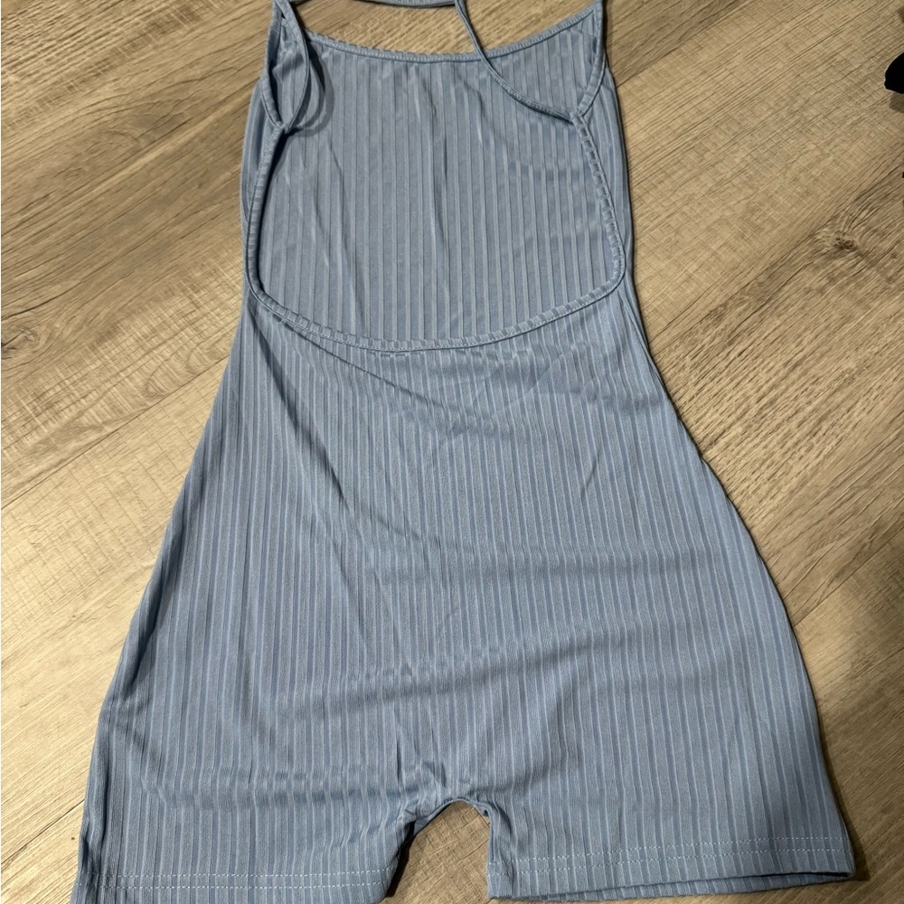 Blue Backless Romper - Picture 2 of 2